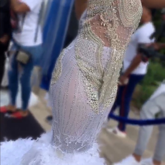 White rhinestone crystal prom dress - Picture 1 of 6